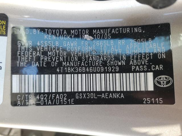 Photo 11 VIN: 4T1BK36B46U091929 - TOYOTA AVALON 