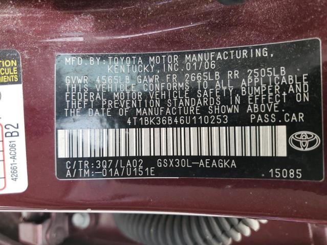 Photo 11 VIN: 4T1BK36B46U110253 - TOYOTA AVALON 