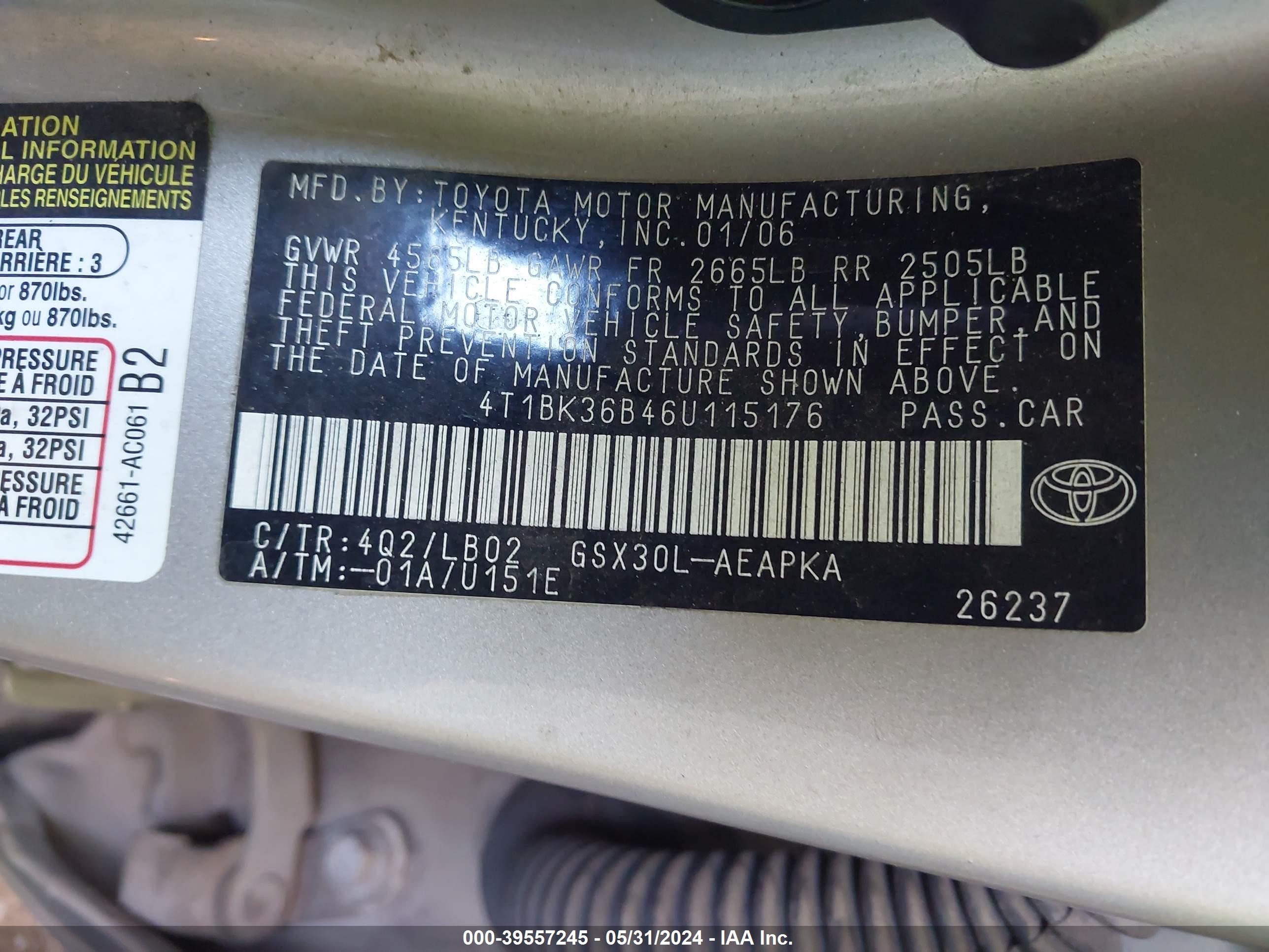 Photo 8 VIN: 4T1BK36B46U115176 - TOYOTA AVALON 