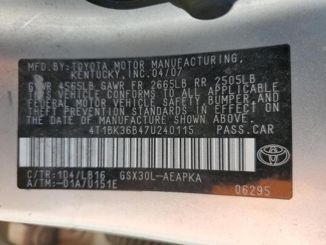 Photo 11 VIN: 4T1BK36B47U240115 - TOYOTA AVALON XL 