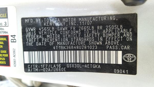 Photo 2 VIN: 4T1BK36B48U281023 - TOYOTA AVALON 