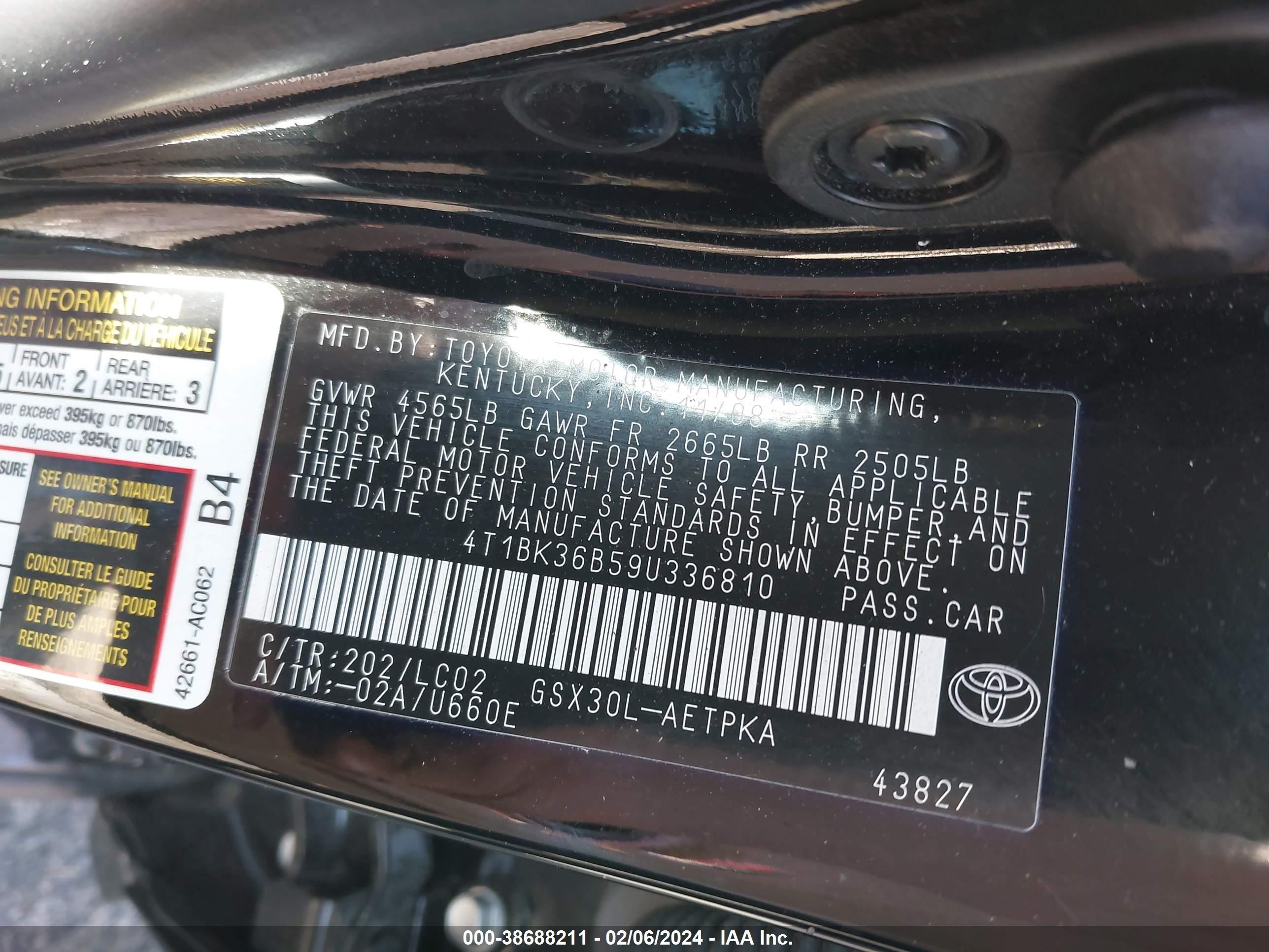 Photo 8 VIN: 4T1BK36B59U336810 - TOYOTA AVALON 