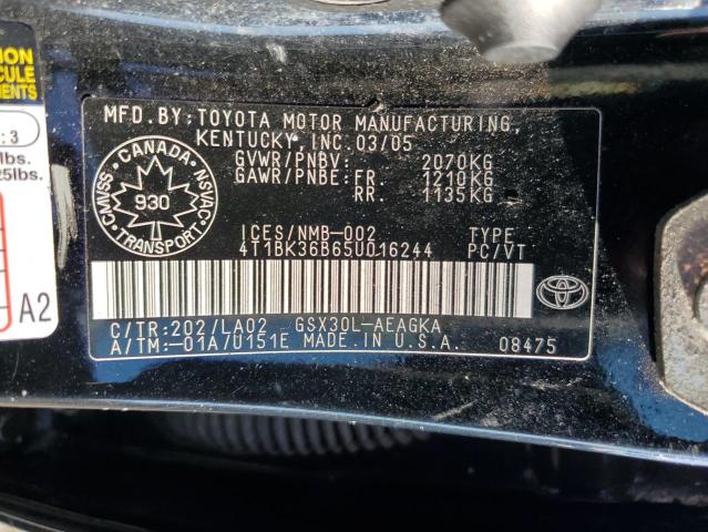 Photo 12 VIN: 4T1BK36B65U016244 - TOYOTA AVALON 