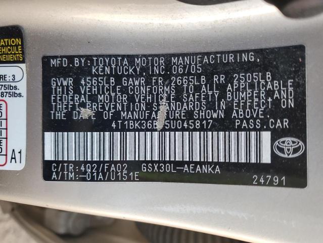 Photo 11 VIN: 4T1BK36B75U045817 - TOYOTA AVALON XL 