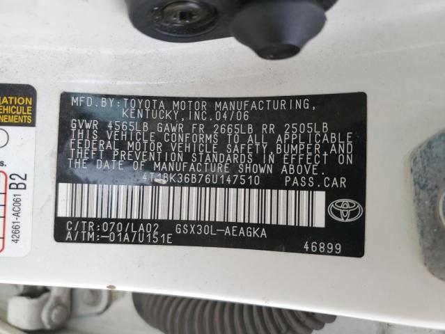 Photo 12 VIN: 4T1BK36B76U147510 - TOYOTA AVALON 