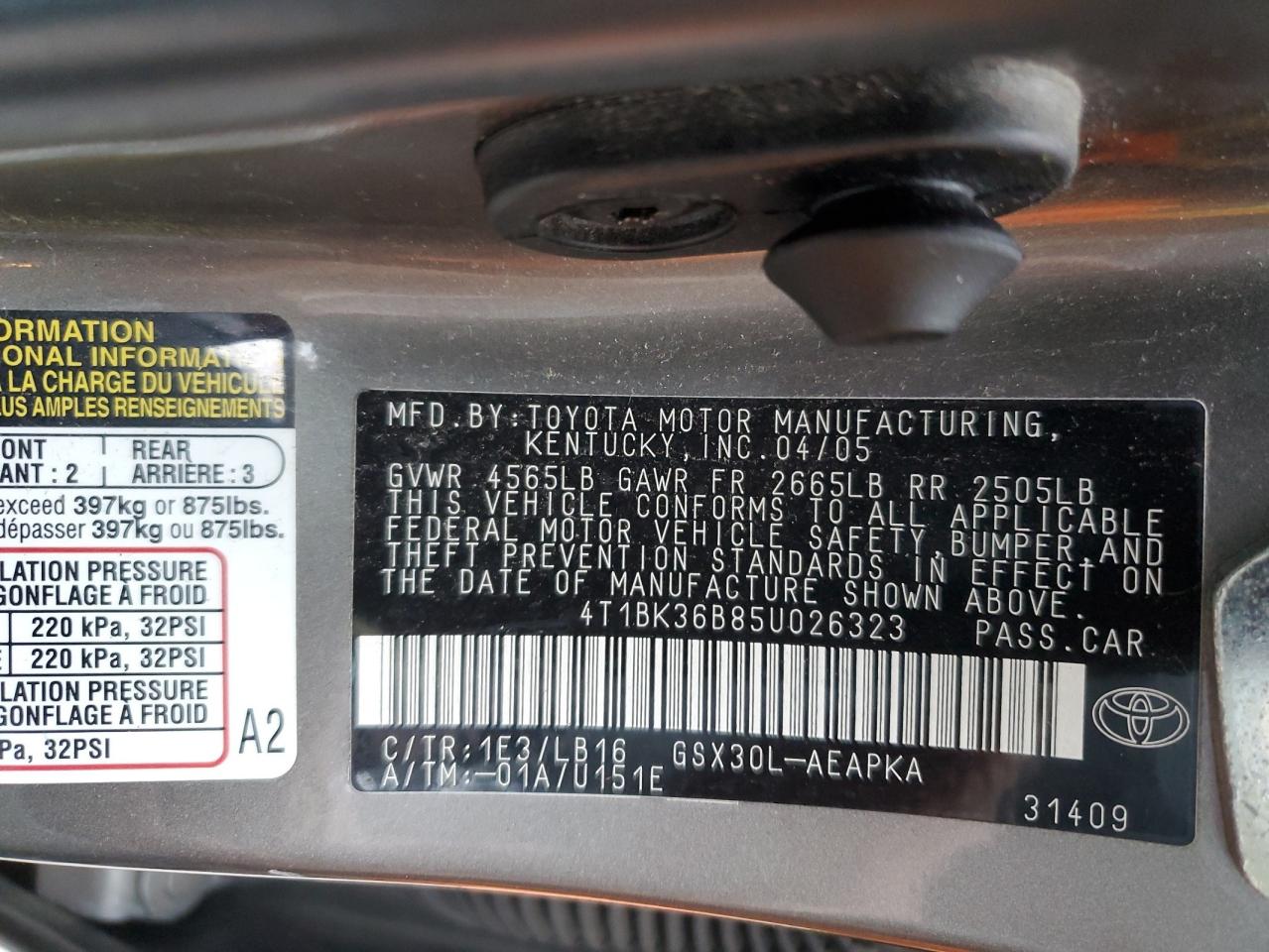 Photo 11 VIN: 4T1BK36B85U026323 - TOYOTA AVALON 