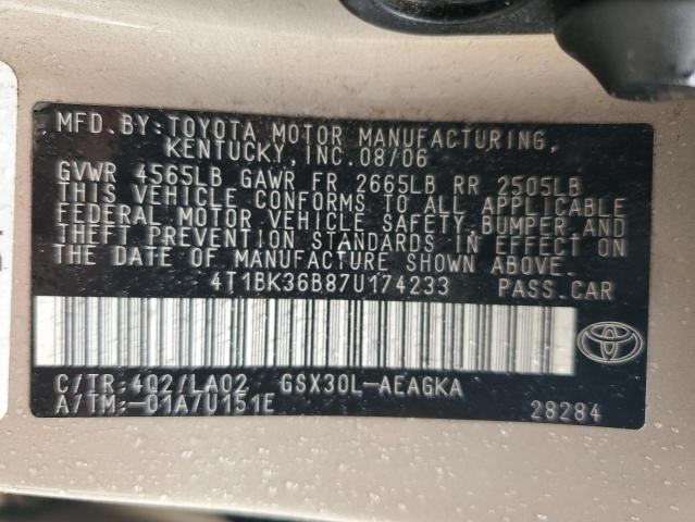 Photo 12 VIN: 4T1BK36B87U174233 - TOYOTA AVALON 