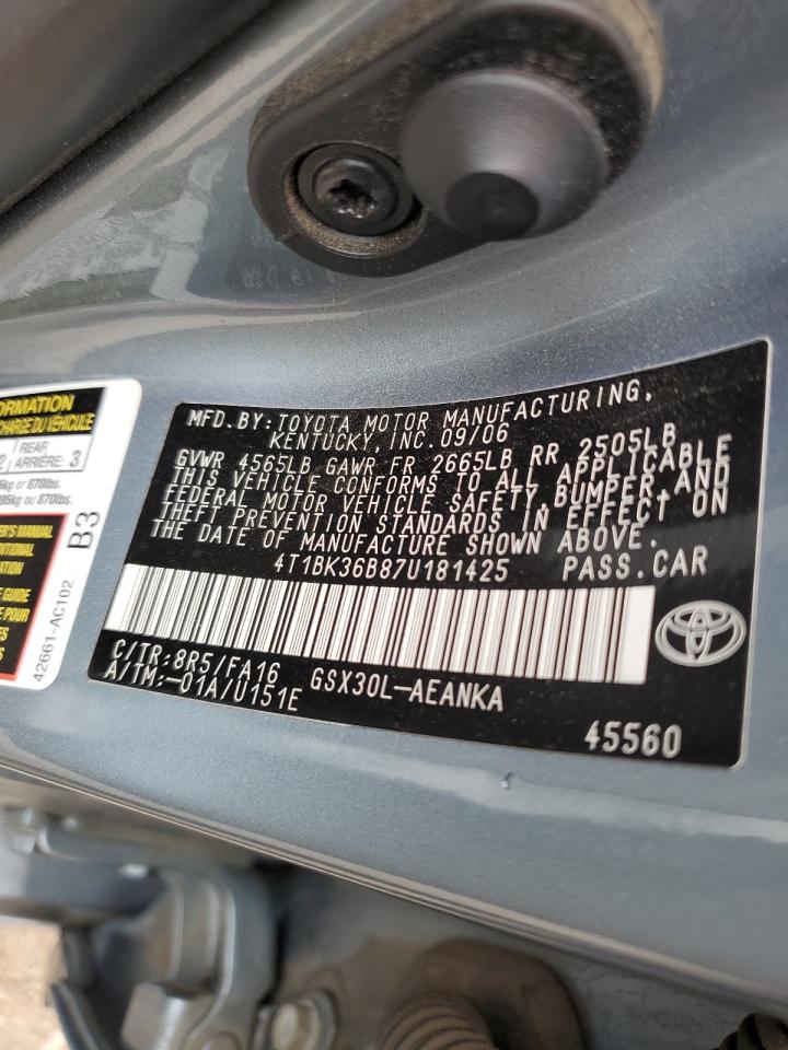 Photo 12 VIN: 4T1BK36B87U181425 - TOYOTA AVALON 