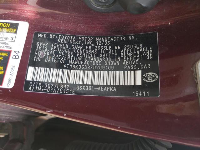 Photo 11 VIN: 4T1BK36B87U209109 - TOYOTA AVALON 