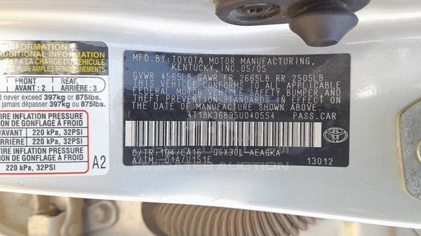 Photo 3 VIN: 4T1BK36B95U040554 - TOYOTA AVALON 