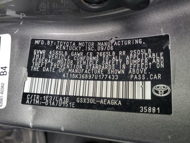 Photo 11 VIN: 4T1BK36B97U177433 - TOYOTA AVALON 