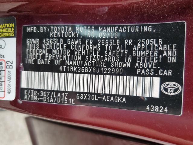 Photo 11 VIN: 4T1BK36BX6U122990 - TOYOTA AVALON 