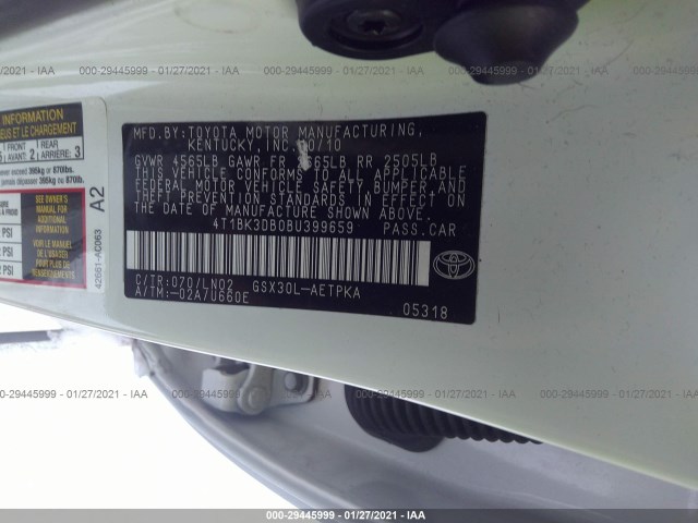 Photo 8 VIN: 4T1BK3DB0BU399659 - TOYOTA AVALON 