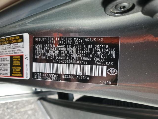 Photo 11 VIN: 4T1BK3DB0BU403788 - TOYOTA AVALON BAS 