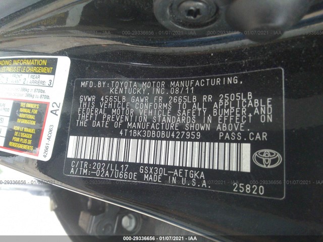 Photo 8 VIN: 4T1BK3DB0BU427959 - TOYOTA AVALON 