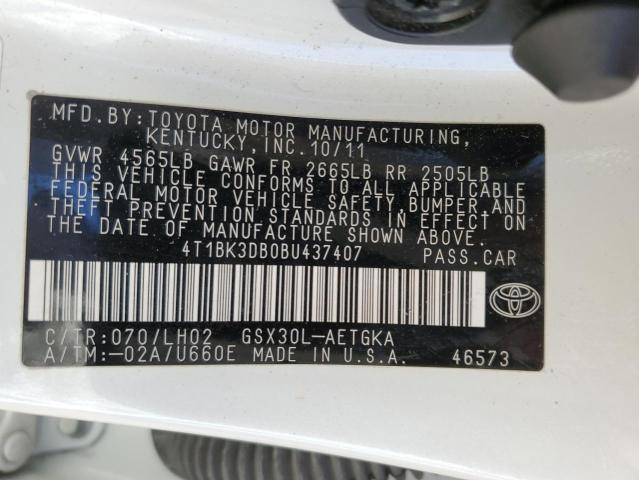 Photo 12 VIN: 4T1BK3DB0BU437407 - TOYOTA AVALON 