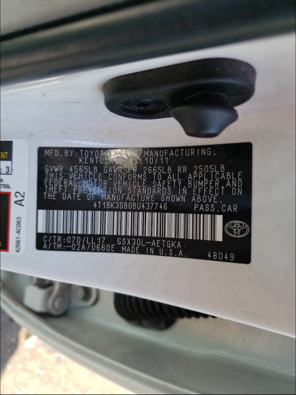 Photo 9 VIN: 4T1BK3DB0BU437746 - TOYOTA AVALON BAS 