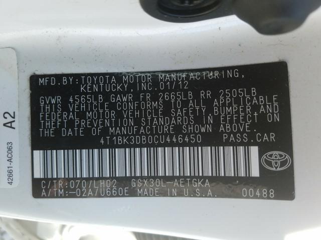 Photo 9 VIN: 4T1BK3DB0CU446450 - TOYOTA AVALON BAS 