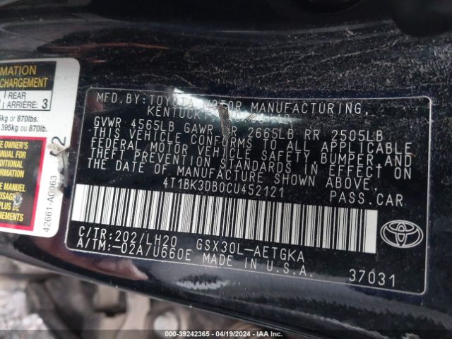 Photo 8 VIN: 4T1BK3DB0CU452121 - TOYOTA AVALON 