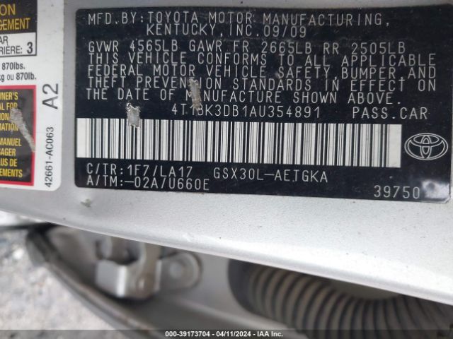 Photo 8 VIN: 4T1BK3DB1AU354891 - TOYOTA AVALON 