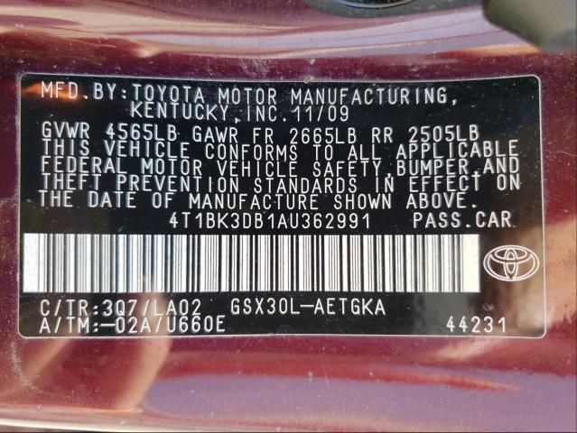 Photo 9 VIN: 4T1BK3DB1AU362991 - TOYOTA AVALON 