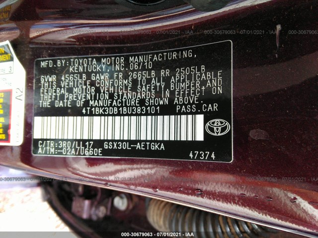 Photo 8 VIN: 4T1BK3DB1BU383101 - TOYOTA AVALON 