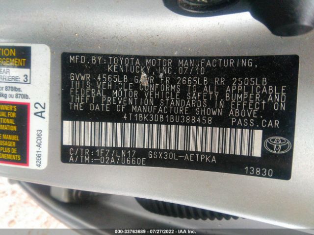 Photo 8 VIN: 4T1BK3DB1BU388458 - TOYOTA AVALON 