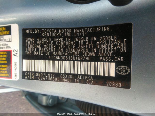 Photo 8 VIN: 4T1BK3DB1BU408790 - TOYOTA AVALON 