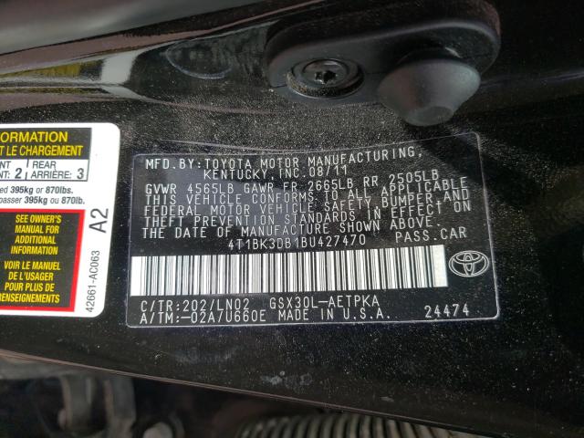 Photo 9 VIN: 4T1BK3DB1BU427470 - TOYOTA AVALON BAS 