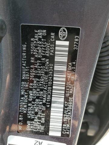 Photo 12 VIN: 4T1BK3DB1BU434340 - TOYOTA AVALON BAS 