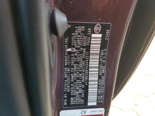 Photo 11 VIN: 4T1BK3DB1CU443511 - TOYOTA AVALON BAS 