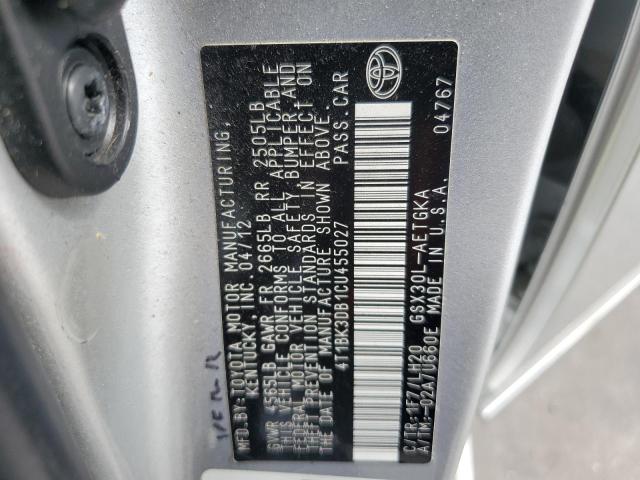 Photo 12 VIN: 4T1BK3DB1CU455027 - TOYOTA AVALON BAS 