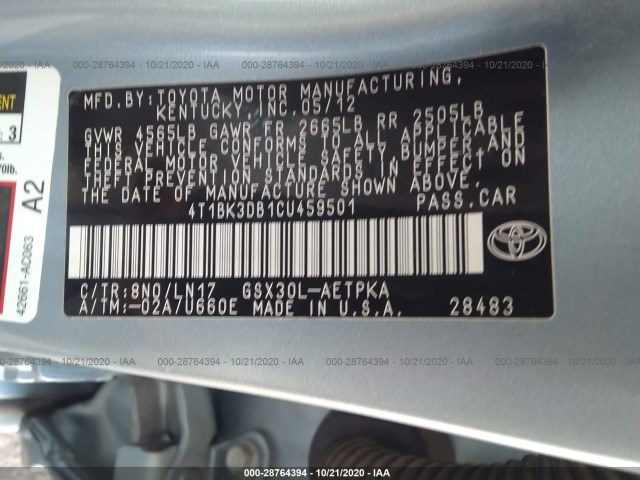 Photo 8 VIN: 4T1BK3DB1CU459501 - TOYOTA AVALON 