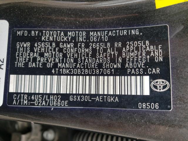 Photo 9 VIN: 4T1BK3DB2BU387061 - TOYOTA AVALON BAS 