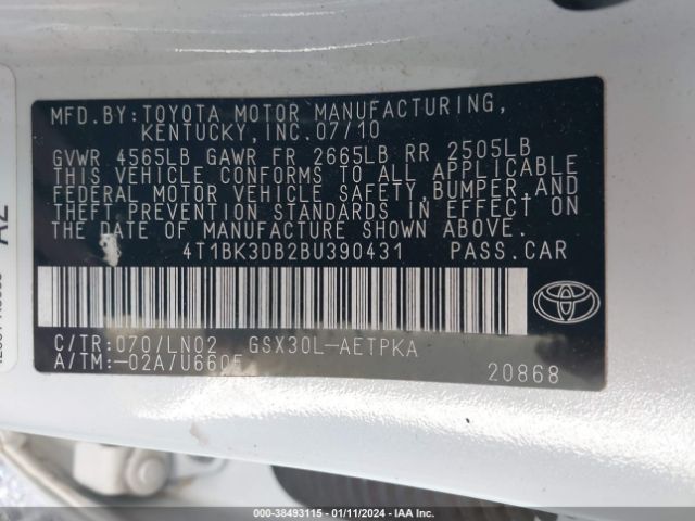 Photo 8 VIN: 4T1BK3DB2BU390431 - TOYOTA AVALON 