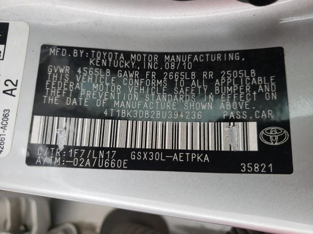 Photo 9 VIN: 4T1BK3DB2BU394236 - TOYOTA AVALON BAS 