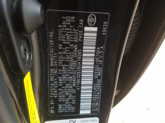 Photo 9 VIN: 4T1BK3DB2BU418065 - TOYOTA AVALON BAS 