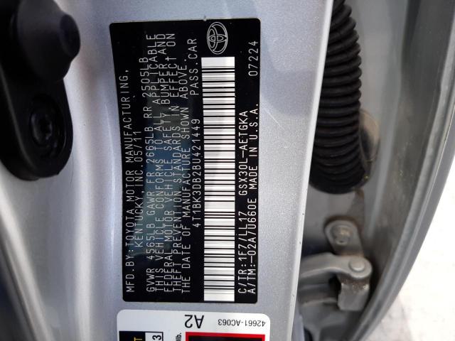 Photo 11 VIN: 4T1BK3DB2BU421449 - TOYOTA AVALON BAS 