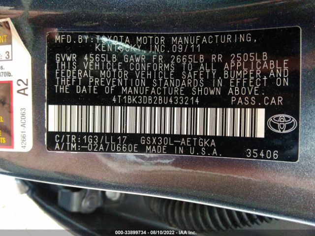 Photo 8 VIN: 4T1BK3DB2BU433214 - TOYOTA AVALON 