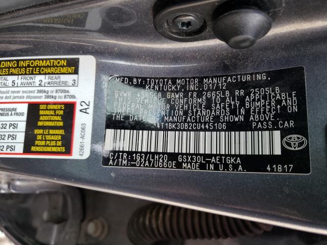 Photo 9 VIN: 4T1BK3DB2CU445106 - TOYOTA AVALON BAS 