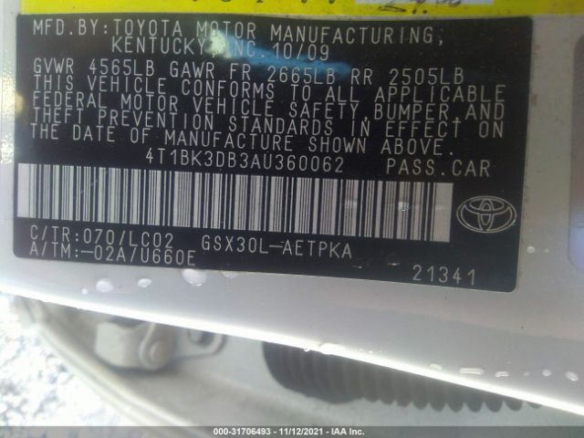 Photo 8 VIN: 4T1BK3DB3AU360062 - TOYOTA AVALON 