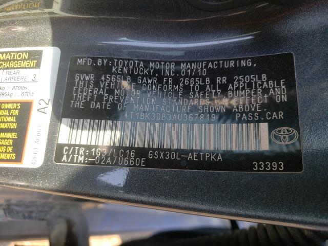 Photo 9 VIN: 4T1BK3DB3AU367819 - TOYOTA AVALON XL 