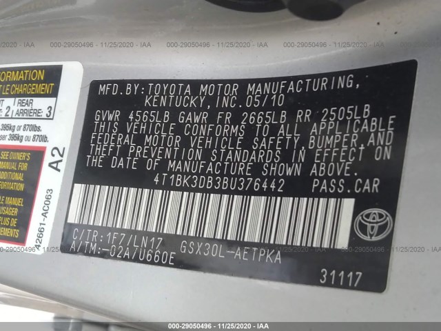 Photo 8 VIN: 4T1BK3DB3BU376442 - TOYOTA AVALON 