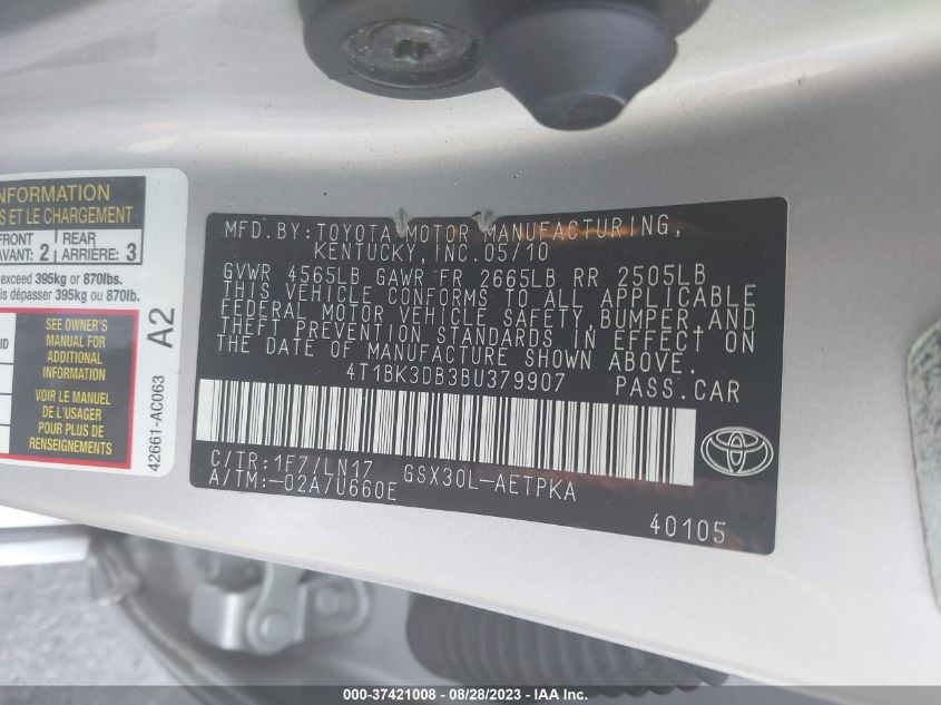 Photo 8 VIN: 4T1BK3DB3BU379907 - TOYOTA AVALON 