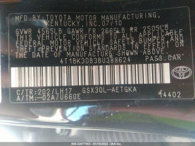 Photo 8 VIN: 4T1BK3DB3BU388624 - TOYOTA AVALON 