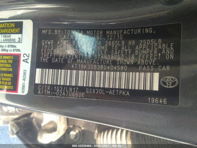 Photo 8 VIN: 4T1BK3DB3BU404580 - TOYOTA AVALON 