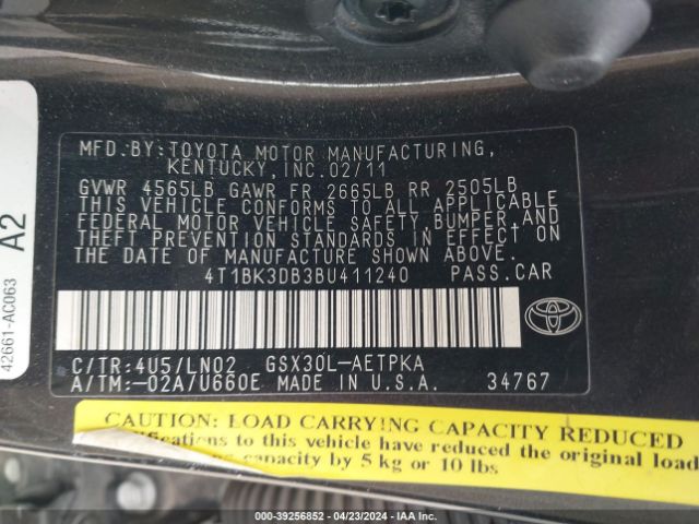 Photo 8 VIN: 4T1BK3DB3BU411240 - TOYOTA AVALON 