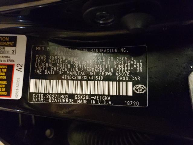 Photo 9 VIN: 4T1BK3DB3CU441548 - TOYOTA AVALON BAS 