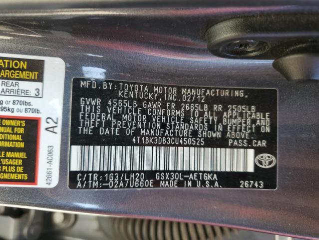 Photo 9 VIN: 4T1BK3DB3CU450525 - TOYOTA AVALON BAS 