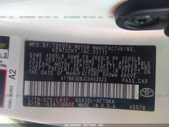 Photo 8 VIN: 4T1BK3DB3CU453523 - TOYOTA AVALON 